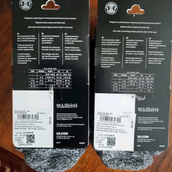 UA Socks: 3-PAIR Elevated+ Performance Crew Sock (s) PACK OF 2 - Picture 3 of 3